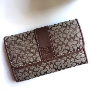 COACH Brown Monogram Snap Wallet